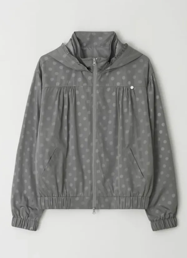 DOT PENDANT FRILL HOODIE WIND JUMPER GREY