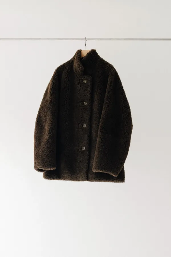 램스울 퍼 하프 코트_brown
