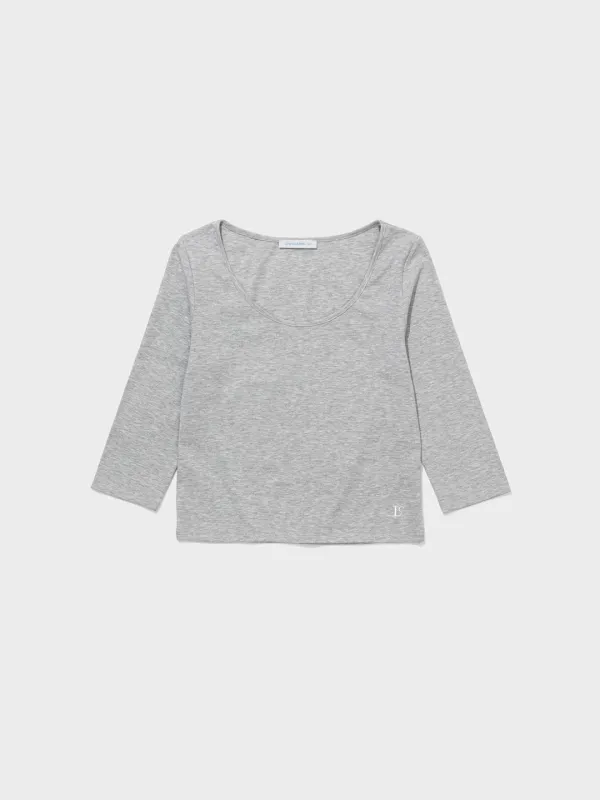Lc Silket 3/4 Baby Tee_Melange Grey