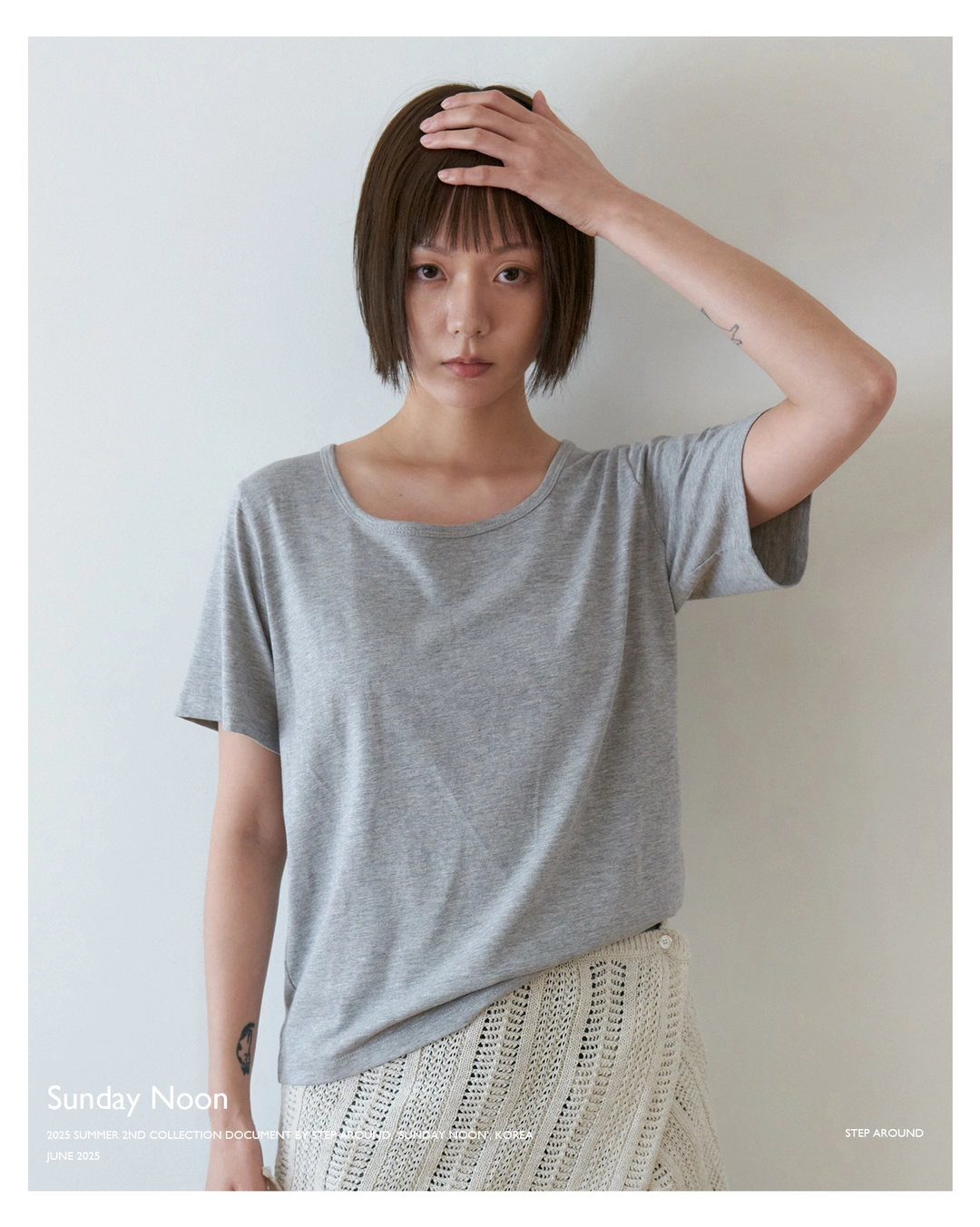 스텝어라운드 Square neck comfortable T-shirts_GREY 상품 이미지 2