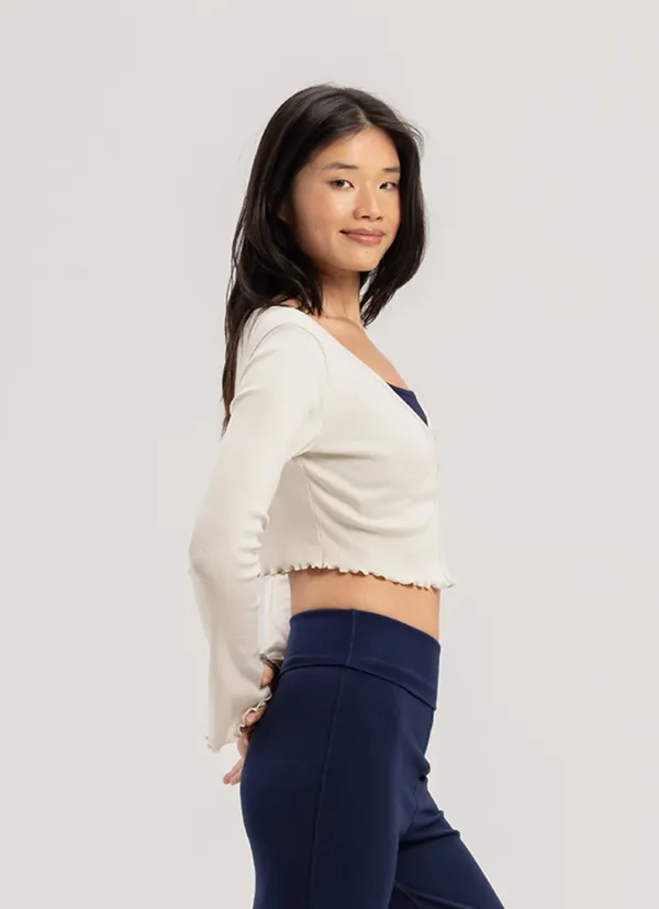 Crop rib cardigan_Turtledove