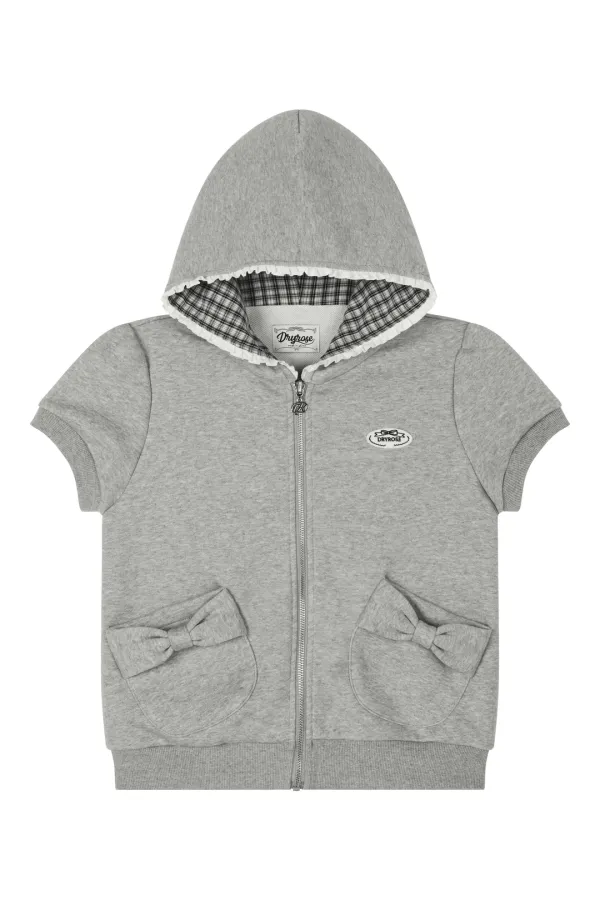 [Restock] RIBBON CHECK SHORT-SLEEVE HOODIE (GRAY)