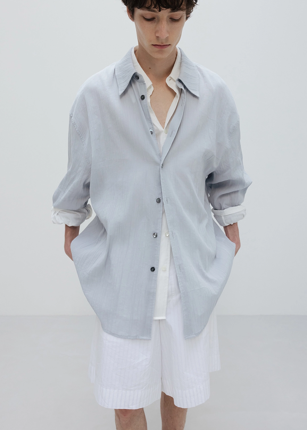 우마뭉 Crinkled cotton shirts_Cloud 상품 이미지 2