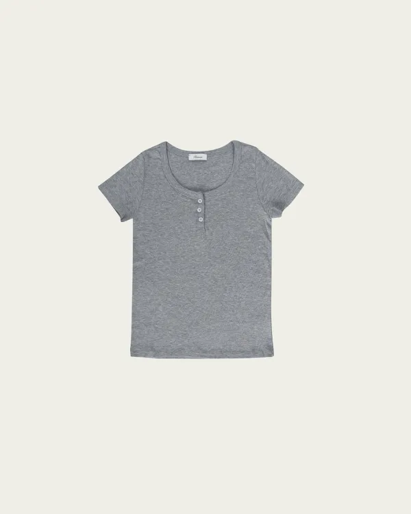 Fog Button T-Shirt - Gray