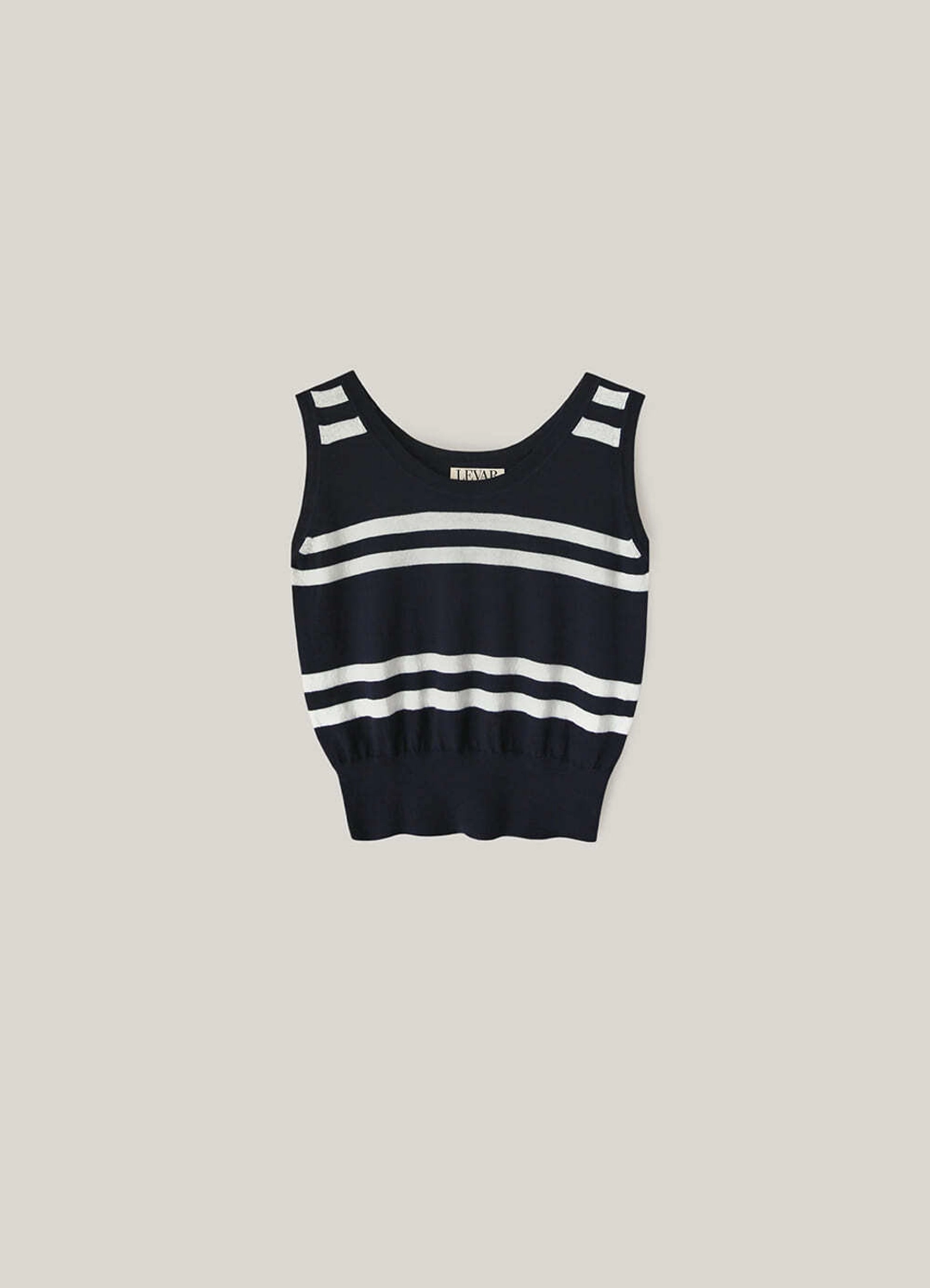 르바 Organic Cotton Stripe Knit Sleeveless - White/Navy 상품 이미지 1