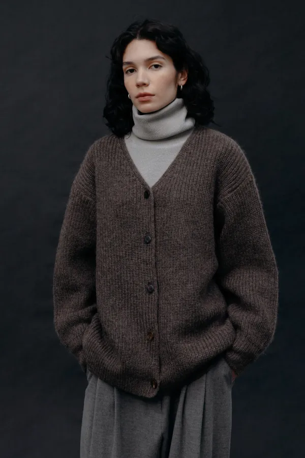 Mohair Button Cardigan (Brown)