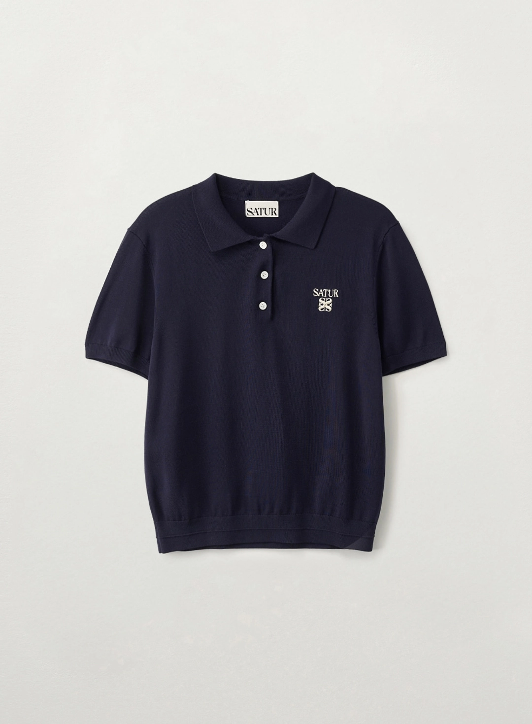 세터 [이민정 Pick] (W) Classic Collar Half Knit - Navy 상품 이미지 1
