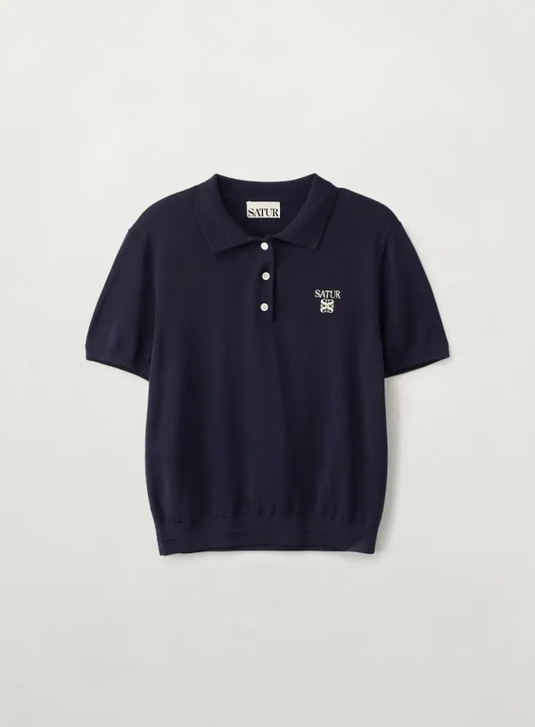 [이민정 Pick] (W) Classic Collar Half Knit - Navy