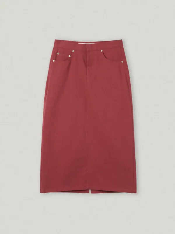 Red Basel Shirring Skirt