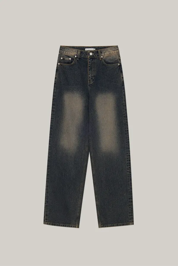 Washing Wide Denim Pants (acid indigo)