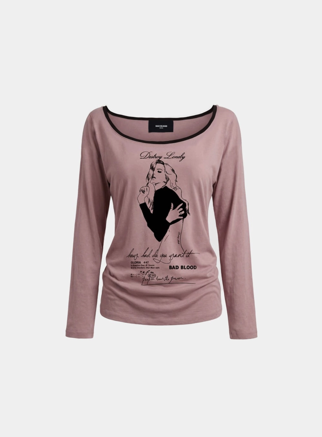 배드블러드 [w-tee26-124] B.A.D. Ladyland Ringer Loose-Fit T-Shirt - Pink 상품 이미지 1