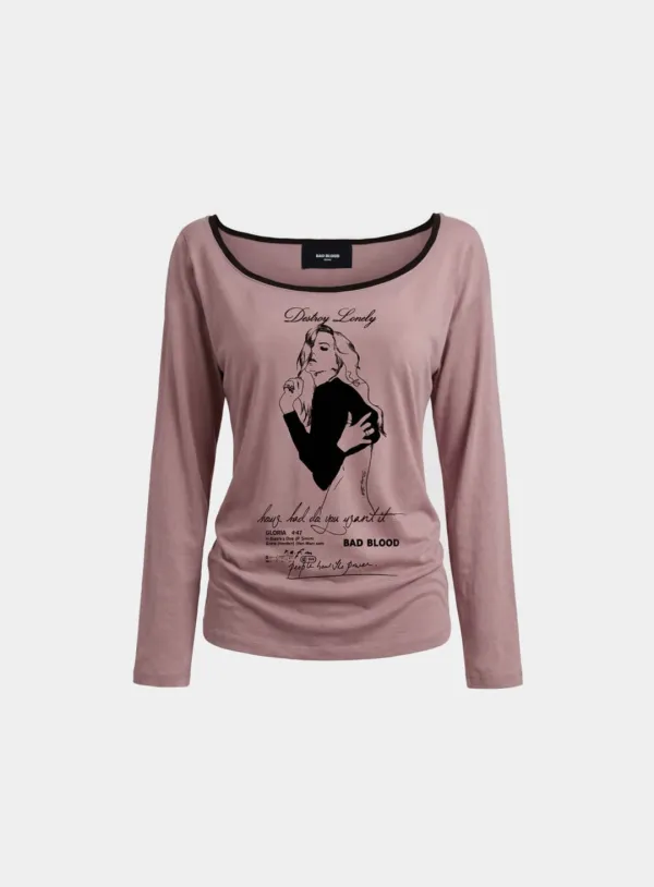 [w-tee26-124] B.A.D. Ladyland Ringer Loose-Fit T-Shirt - Pink