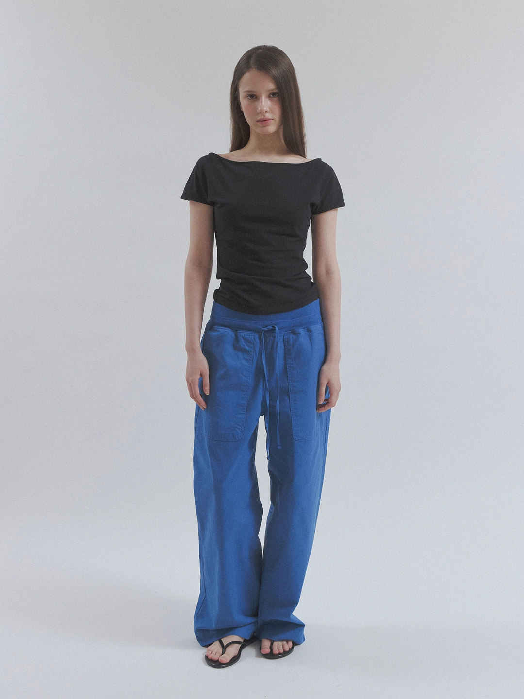 헤더먼트 rib summer cotton pants (blue) 상품 이미지 1