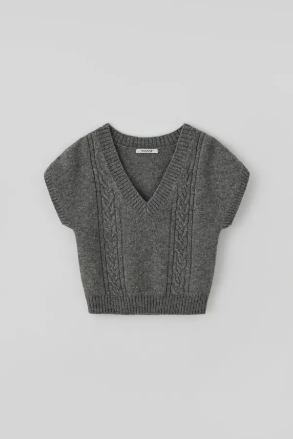 T/T Sleeve knit vest (gray)