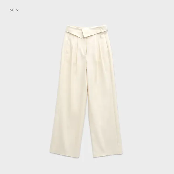 (PT-5620)FOLD BELTED TWO-TUCK PANTS
