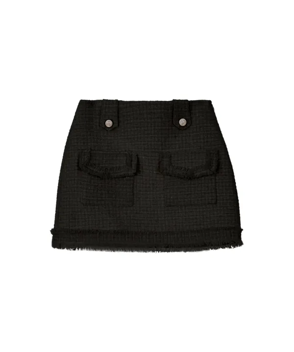 Spangle Pocket Mini Skirt [Black]