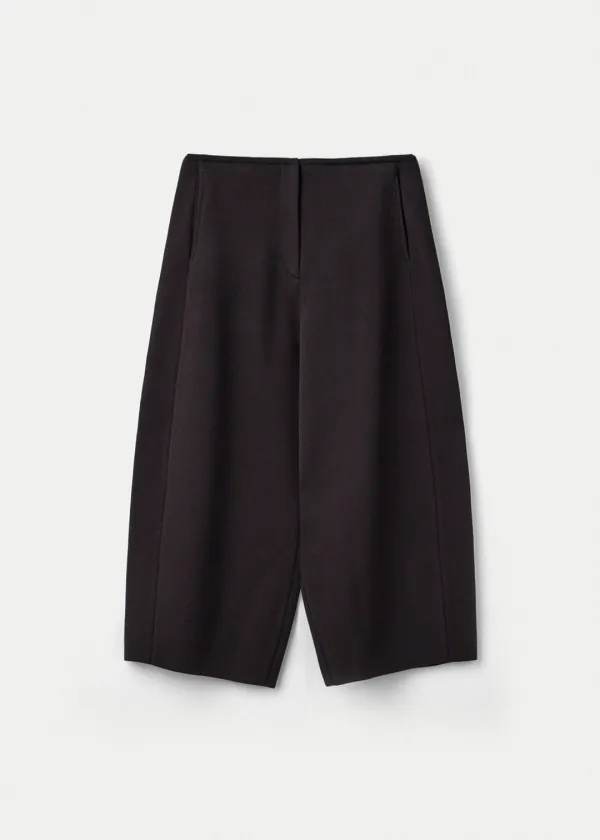 Double Faced Oval Silhouette Culotte Pants_Truffle