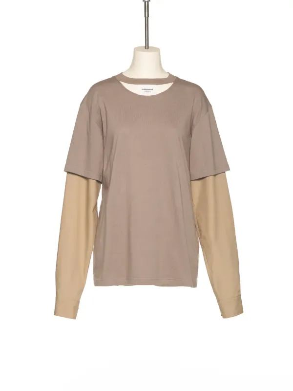 PS25 BEIGE SLEEVE LAYERED TOP