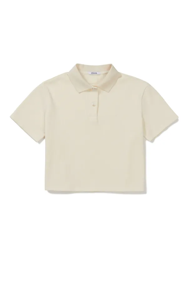 [26SM clove] Waffle Polo T-Shirt (Cream)