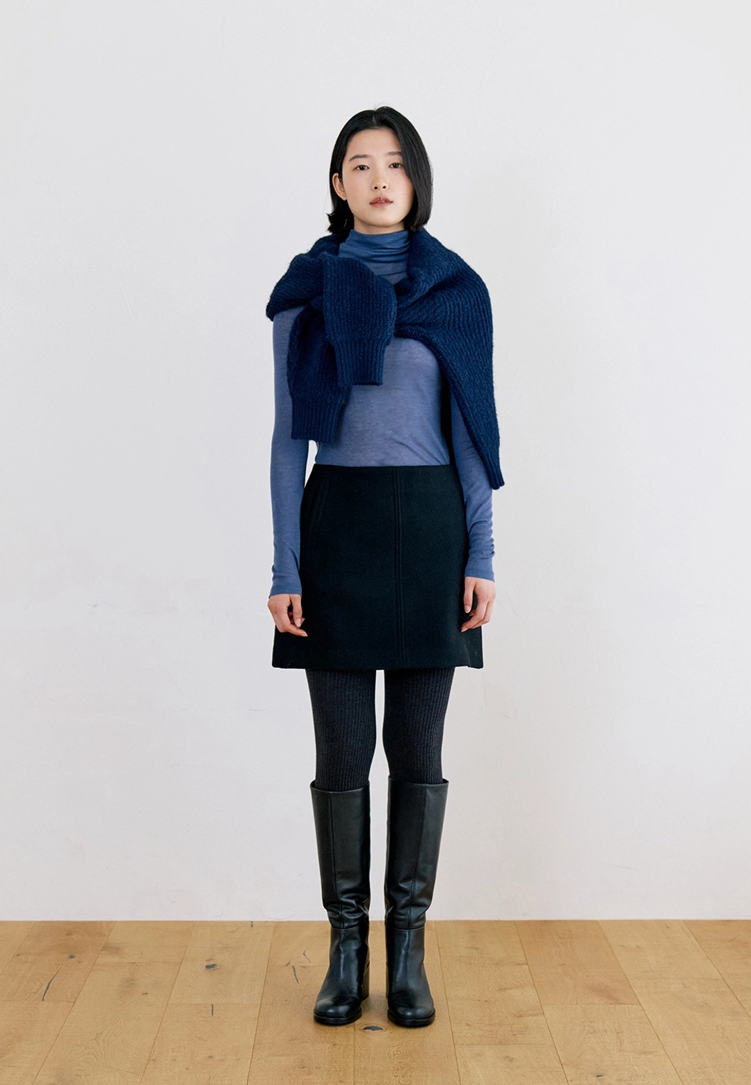 노티아 WOOL SINGLE MINI SKIRT - NAVY 상품 이미지 2