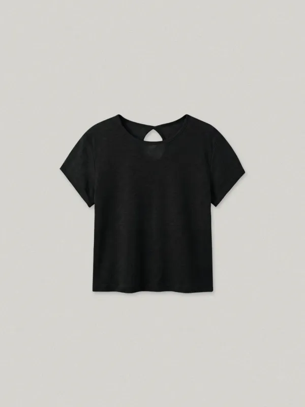 HAN SHEER CAP SLEEVE T-SHIRT - BLACK한 시어 캡 슬리브 티셔츠