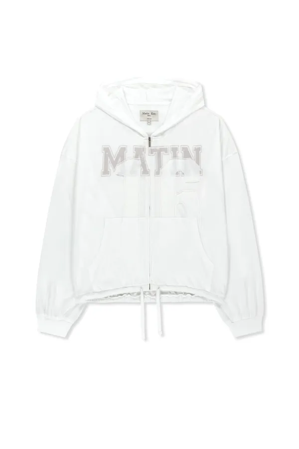 MATIN 16 APPLIQUE LOGO HOODY ZIP UP IN WHITE