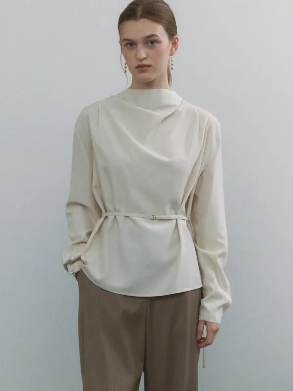 comos 1319 cowl-neck string blouse (2color)