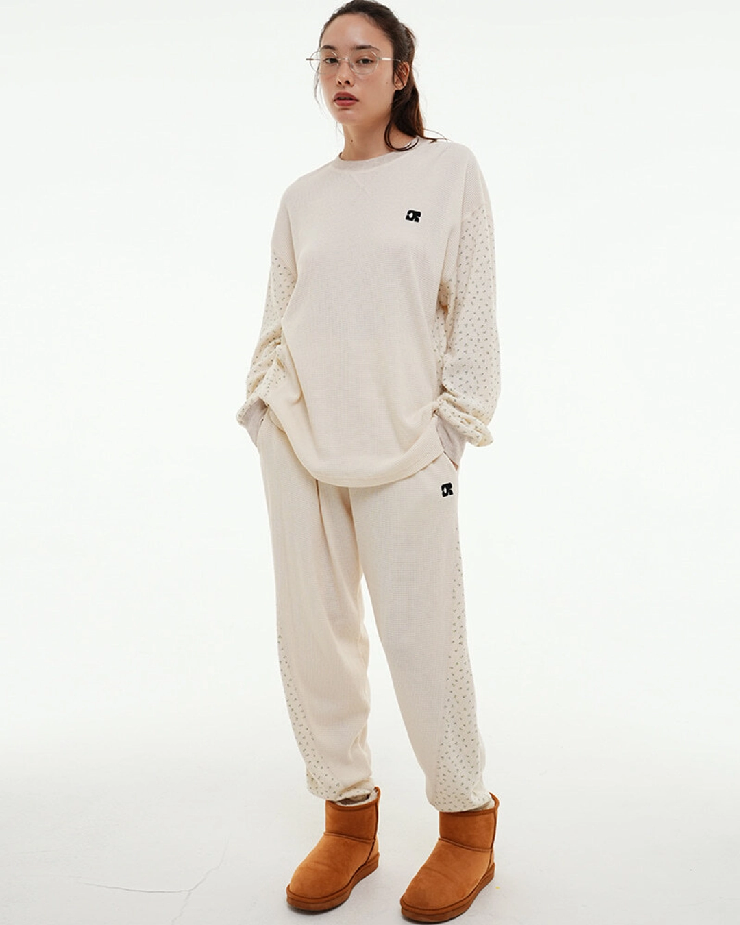 센토르 WAFFLE FLOWER COLOR BLOCK SWEATPANTS_IVORY 상품 이미지 2