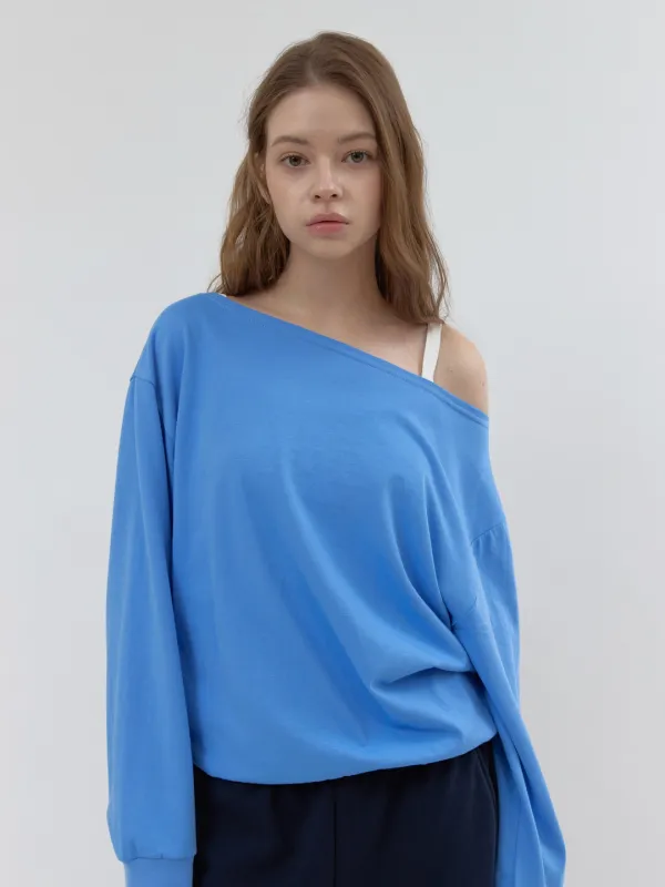 off - shoulder sweat top (blue)