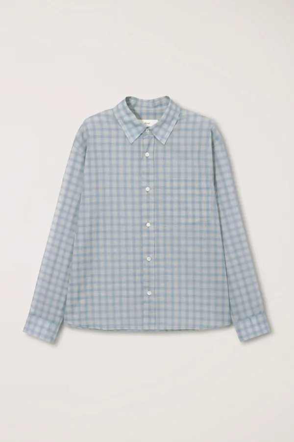 UNISEX CROPPED CHECKED SHIRT SOFT BLUE CHECK_UDSH6A116B1