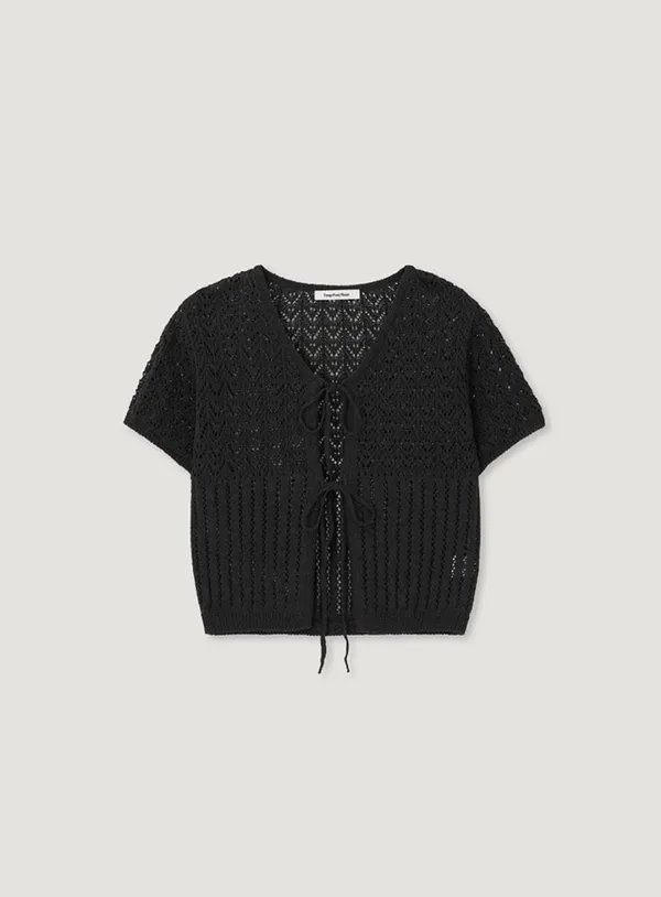 POYNI TIE CARDIGAN_CHARCOAL