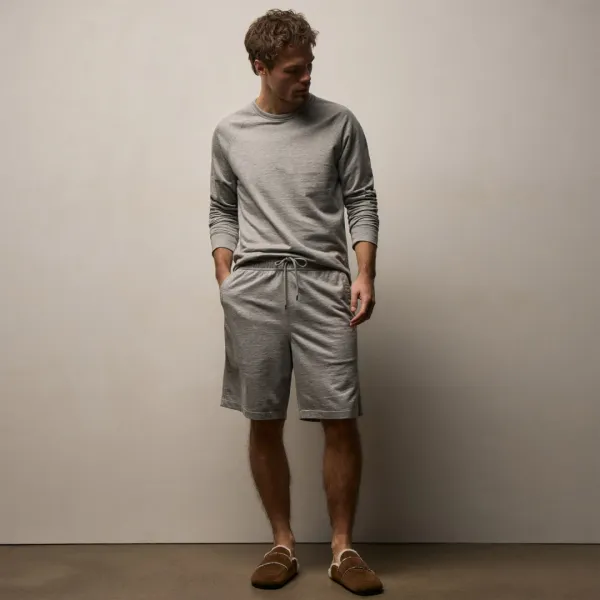 Fine French Terry Short - Heather Grey