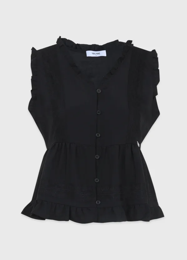  [44-99]  Loriel Frill Bustier-Scrunch Setup  로리엘 프릴 뷔스티에-스크런치 셋업 (여름-데일리룩-캐주얼룩-데이트룩-빈티지룩-러블리룩-뷔스티에-스크런치-셋업-페플럼-프릴-빅사이즈-자체제작) 