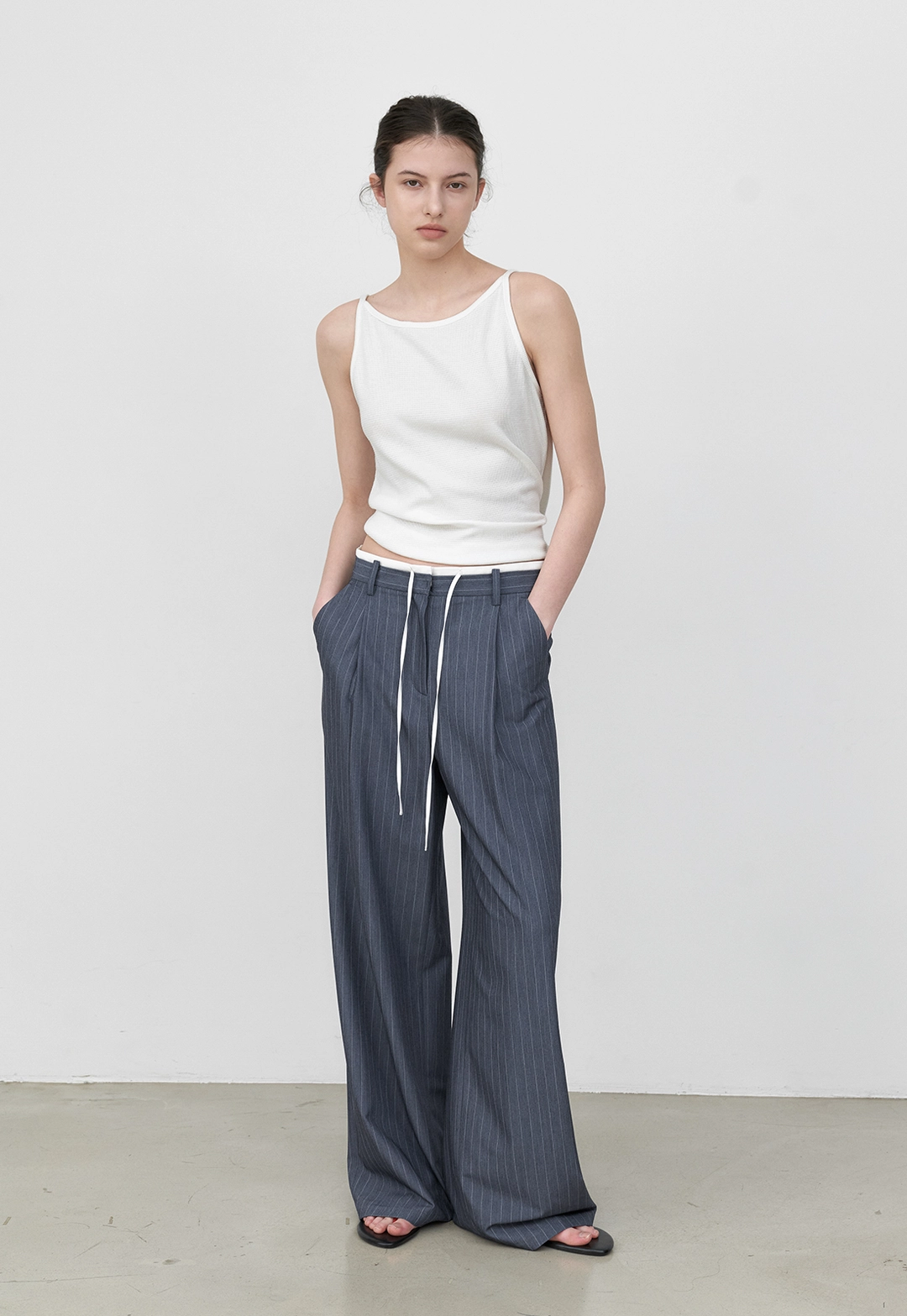 아뜰리에 나인 (Z-PT-5643)MIA DOUBLE WAIST STRIPE PANTS 상품 이미지 1