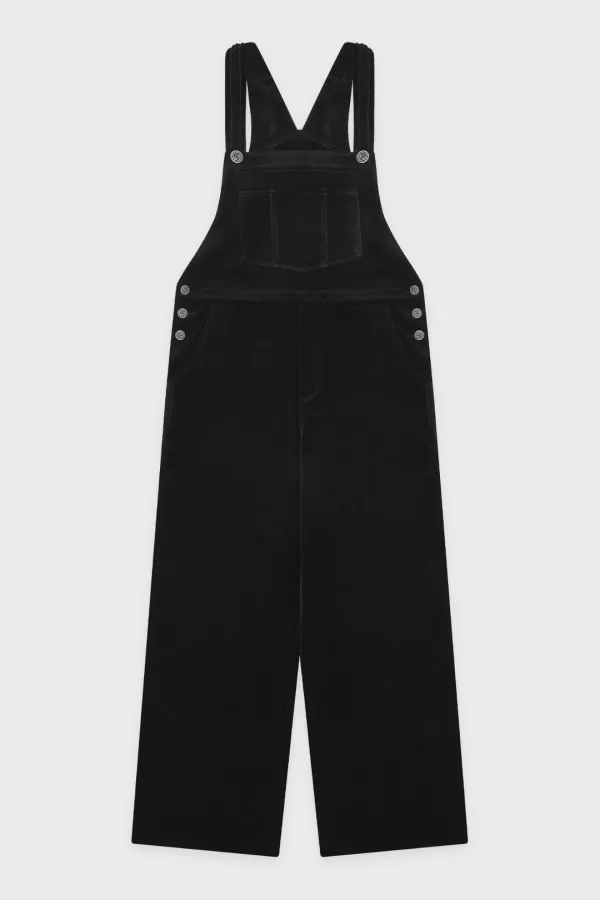 Vintage Rose Velvet Overall (Black)