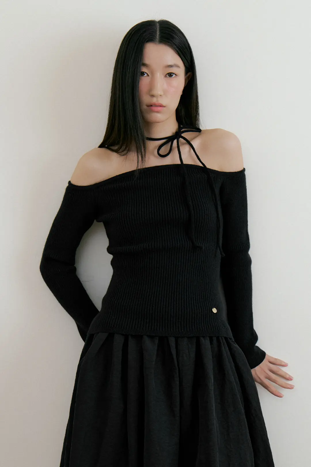 루시르주 Wool Upper Strap knit (black) 상품 이미지 1