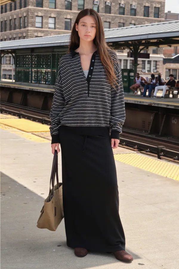 Brody Wool Stripe Knit - Black