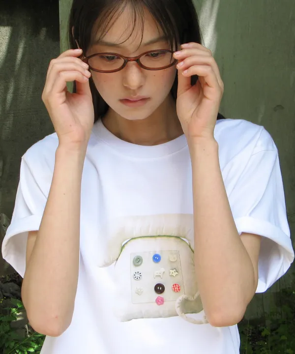 BUTTON RETRO TELEPHONE T SHIRT WHITE