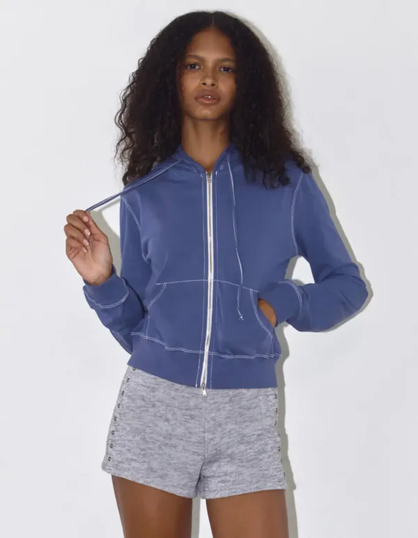 STITCHED POCKET HOODIE, BLUE