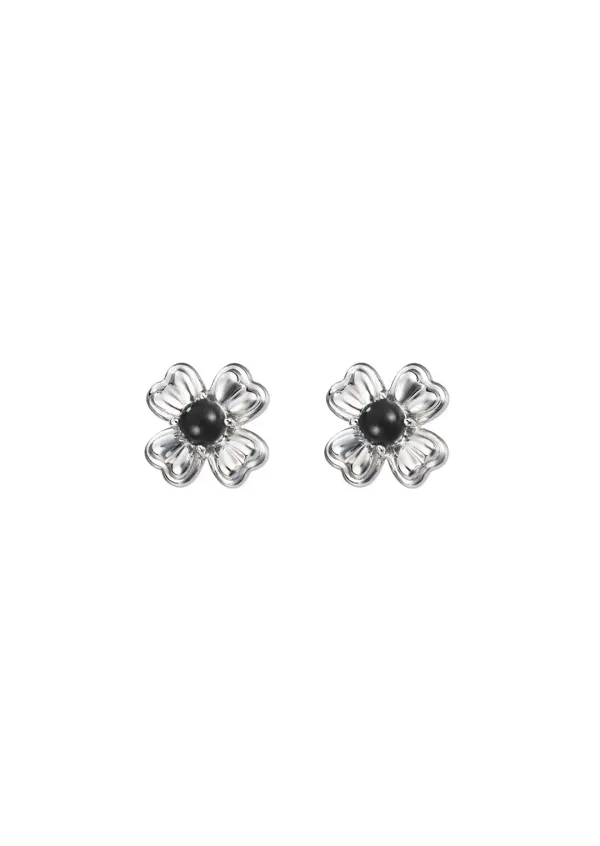 Stone Clover Studs_Black