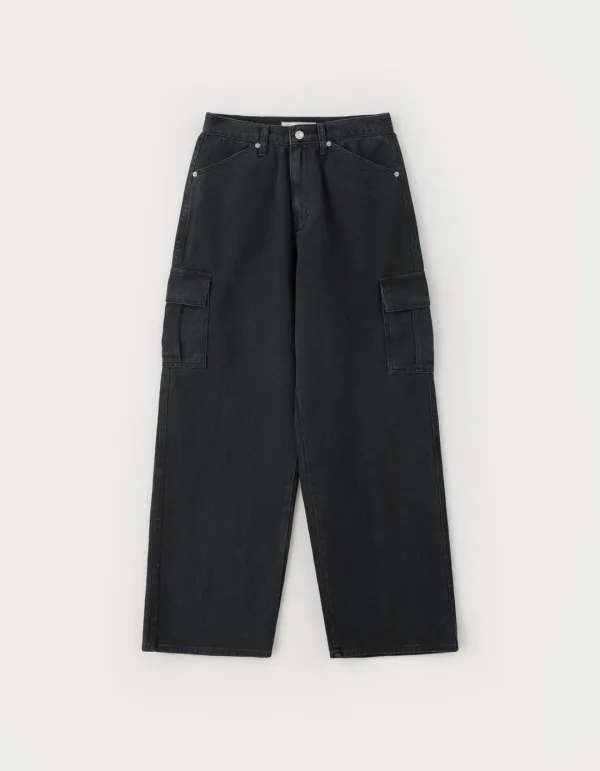 Jackie Cargo Washed Pants - Charcoal