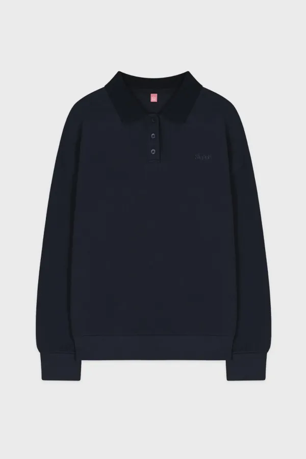 Logo Collar Sweatshirt (Navy)