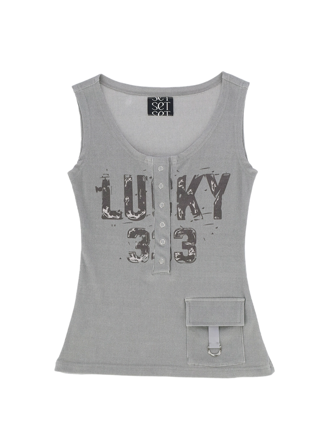 쎄쎄쎄 LUCKY 333 POCKET SLEEVELESS KHAKI 상품 이미지 1