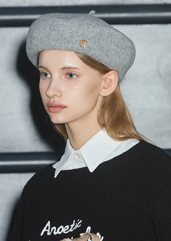 ANC LOGO POINT WOOL BERET_GREY