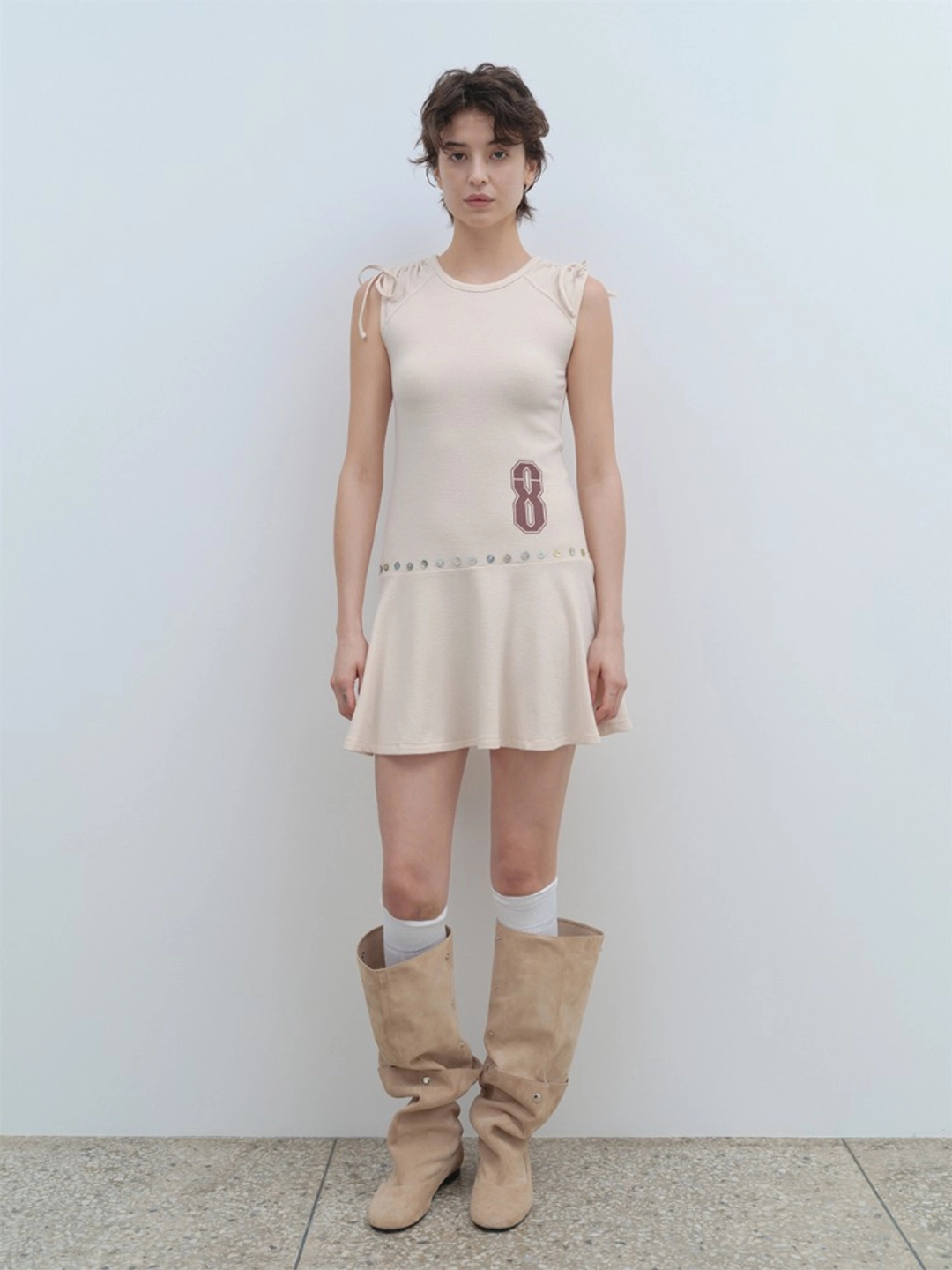 밀로 우먼 Knitted Flare Dress [Ecru] 상품 이미지 2