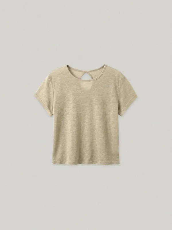 HAN SHEER CAP SLEEVE  T-SHIRT - BEIGE한 시어 캡 슬리브 티셔츠