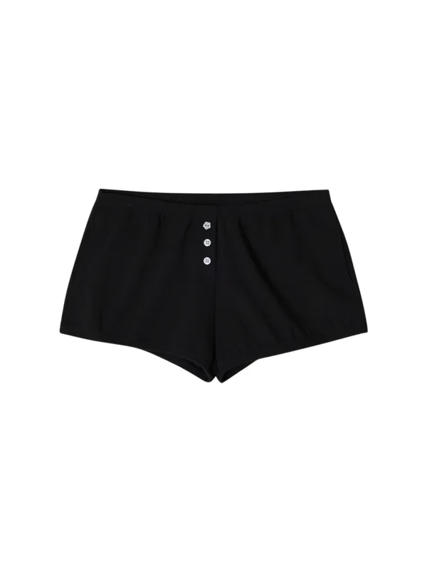BALLOON BUTTON SWEAT SHORTS_BLACK