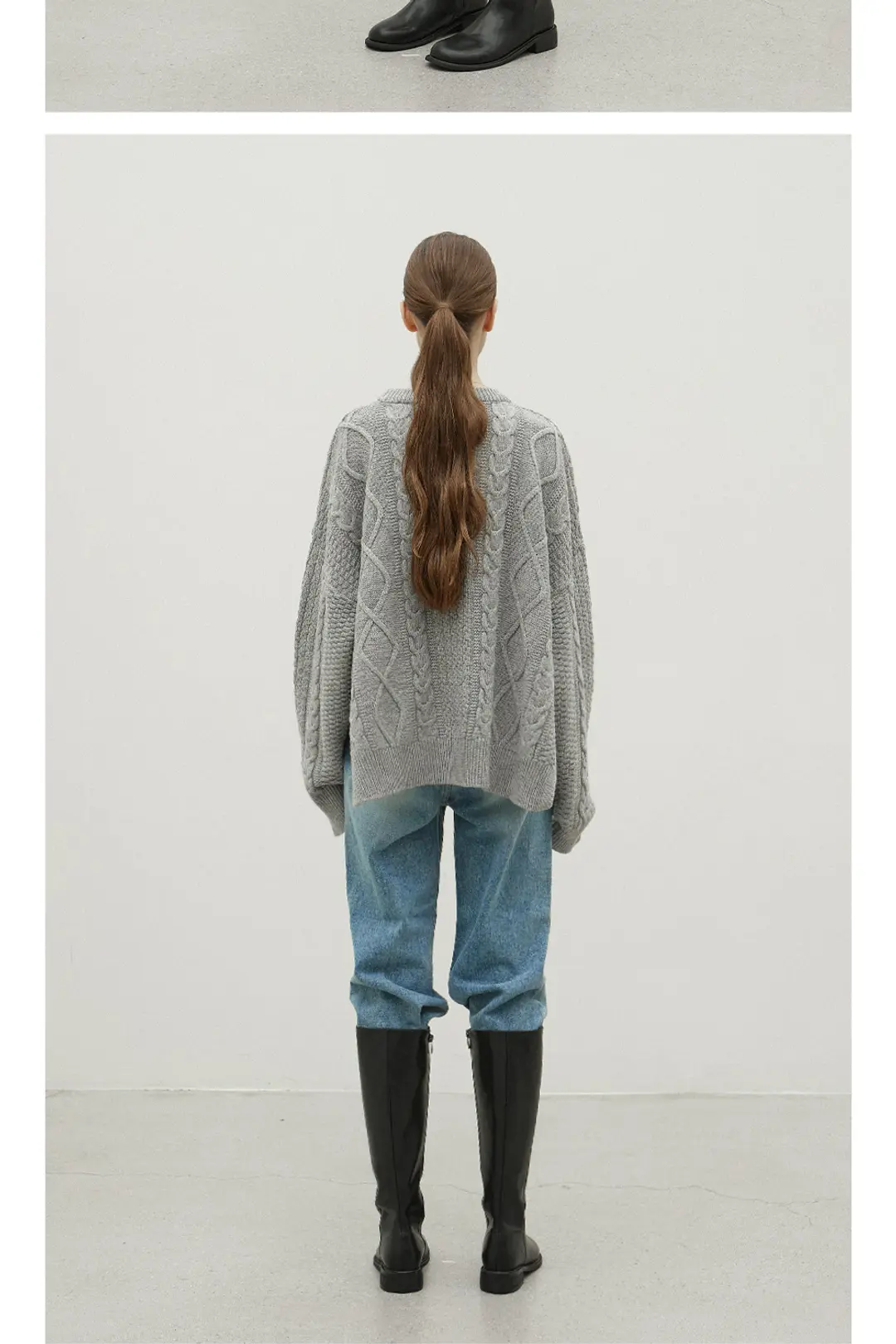오브오브 Harvey cable oversized pull-over_gray 상품 이미지 2