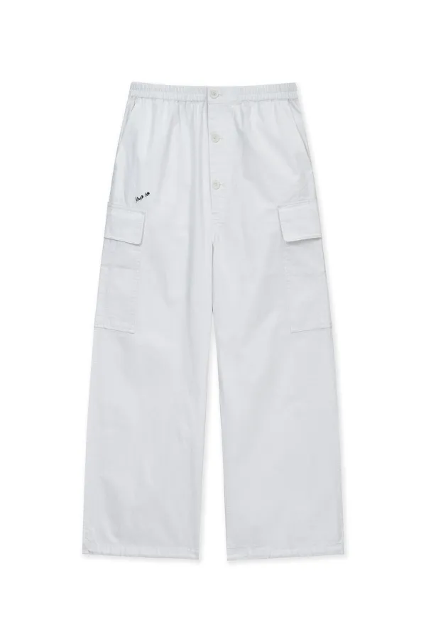 DRAWSTRING HEM CARGO PANTS IN IVORY