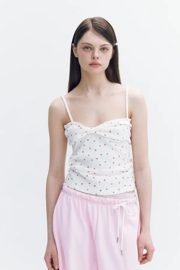 Ribbon Punching Sleeveless Rose White